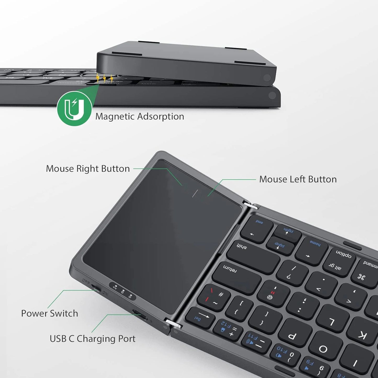 Foldable Keyboard Russian with Touchpad Portable Mini Bluetooth Wireless Folding Keyboard for Mac Ios Android Windows PC Tablet